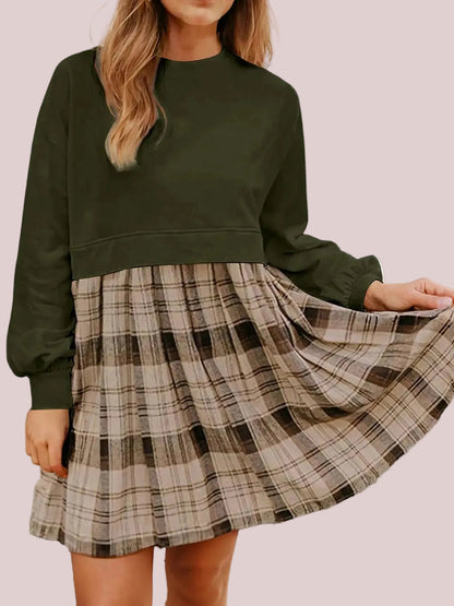 Women's Casual Layered Look Plaid Dress