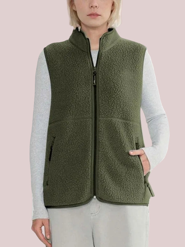 Women's Stand Collar Teddy Fleece Sleeveless Gilet