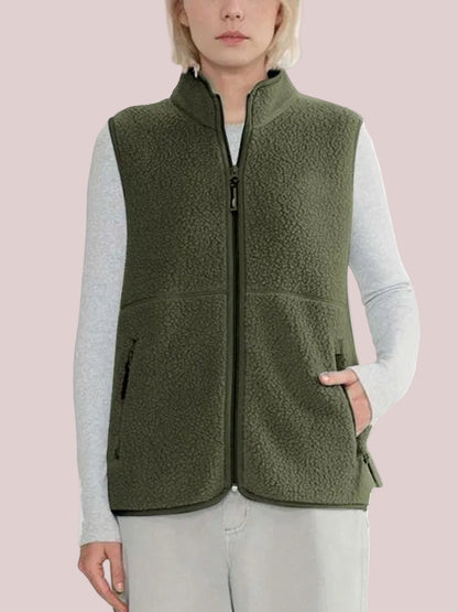 Women's Stand Collar Teddy Fleece Sleeveless Gilet