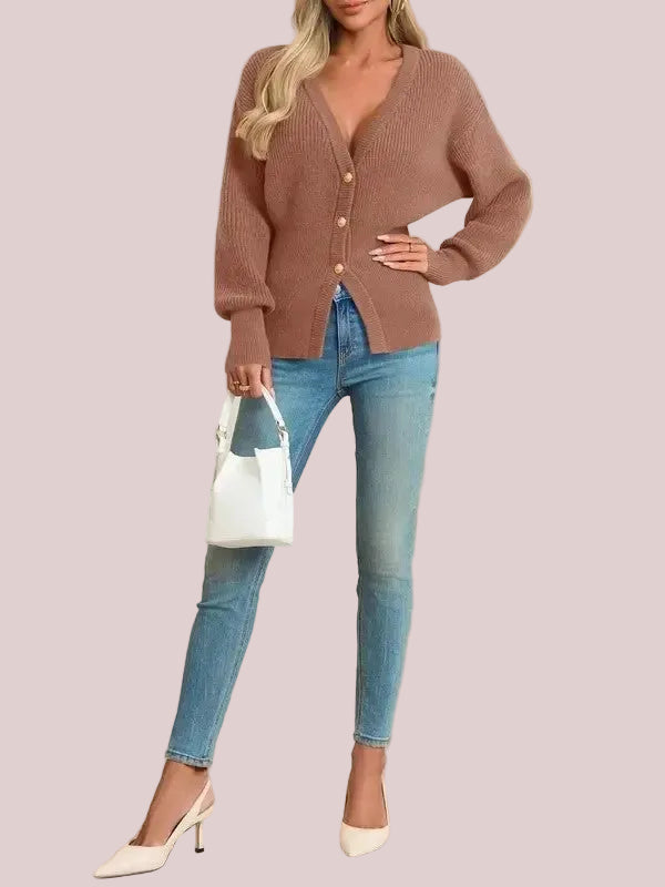 Women's Casual Chic Waist-Cinched Knit Cardigan