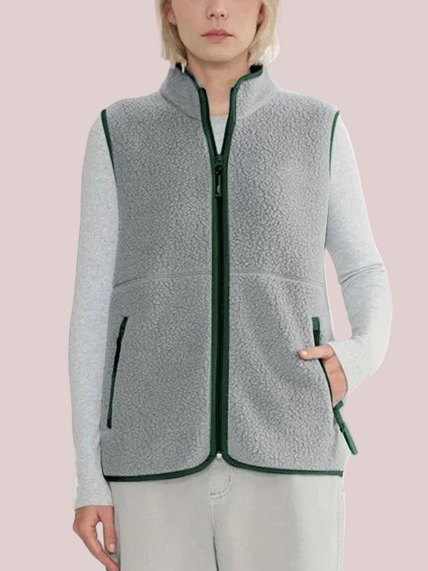 Women's Stand Collar Teddy Fleece Sleeveless Gilet