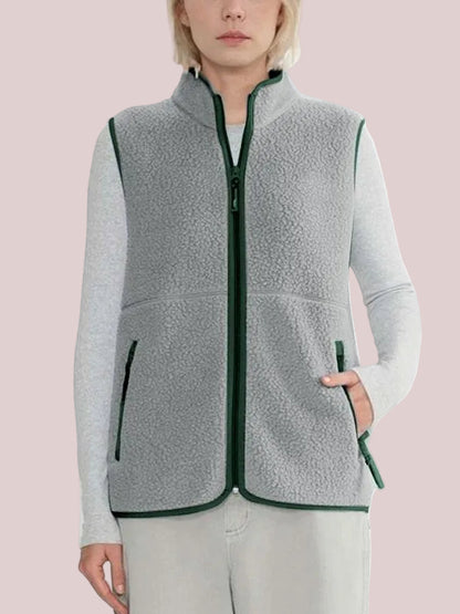 Women's Stand Collar Teddy Fleece Sleeveless Gilet