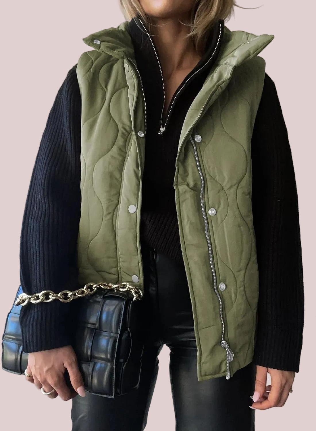 Womens Lightweight Quilted Puffer Vest With Pockets