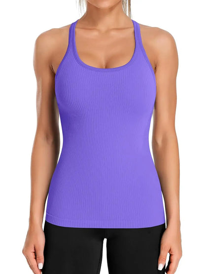 Built-in Bra Ribbed Tank Top