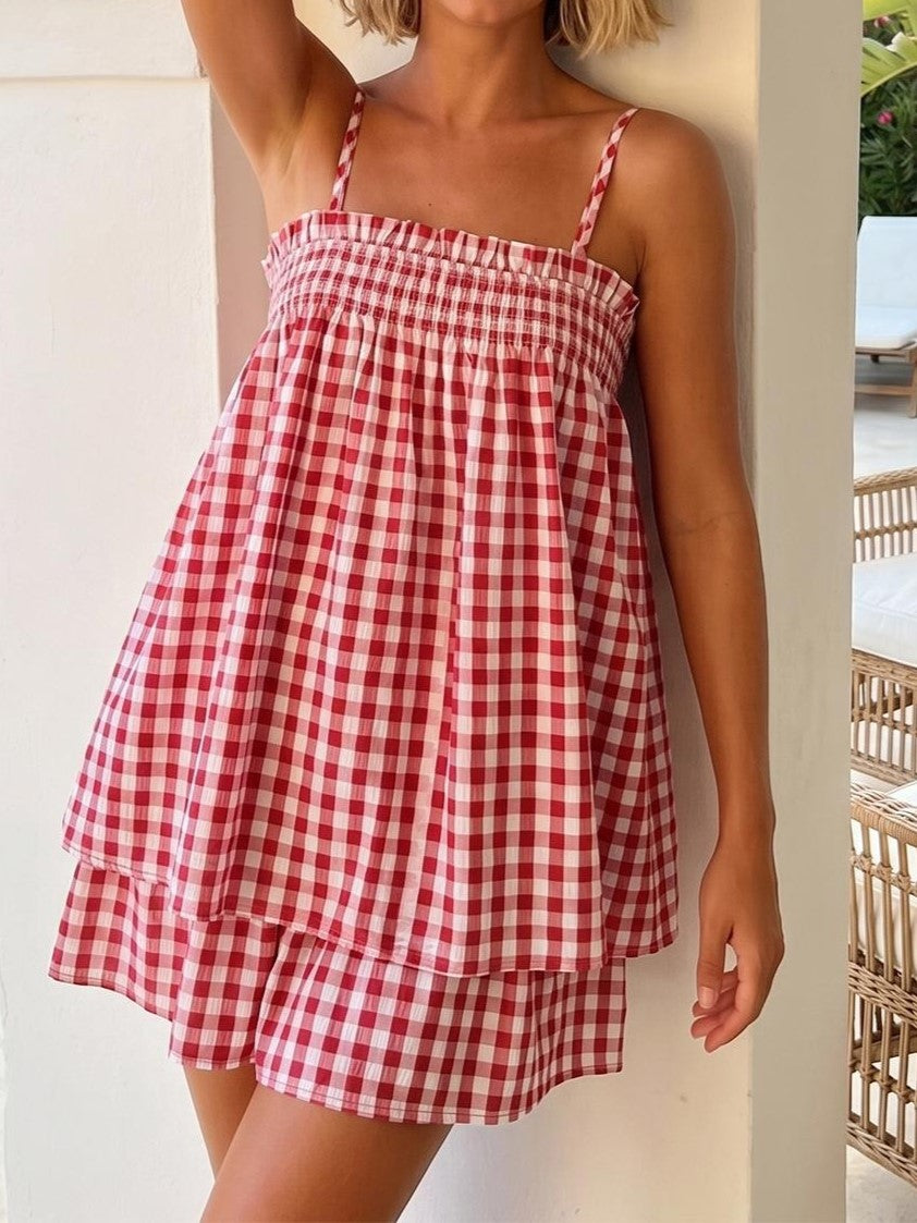 Women's Soft Gingham Vacation Matching Outfit