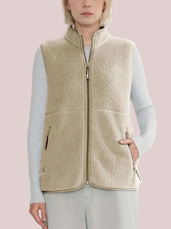 Women's Stand Collar Teddy Fleece Sleeveless Gilet