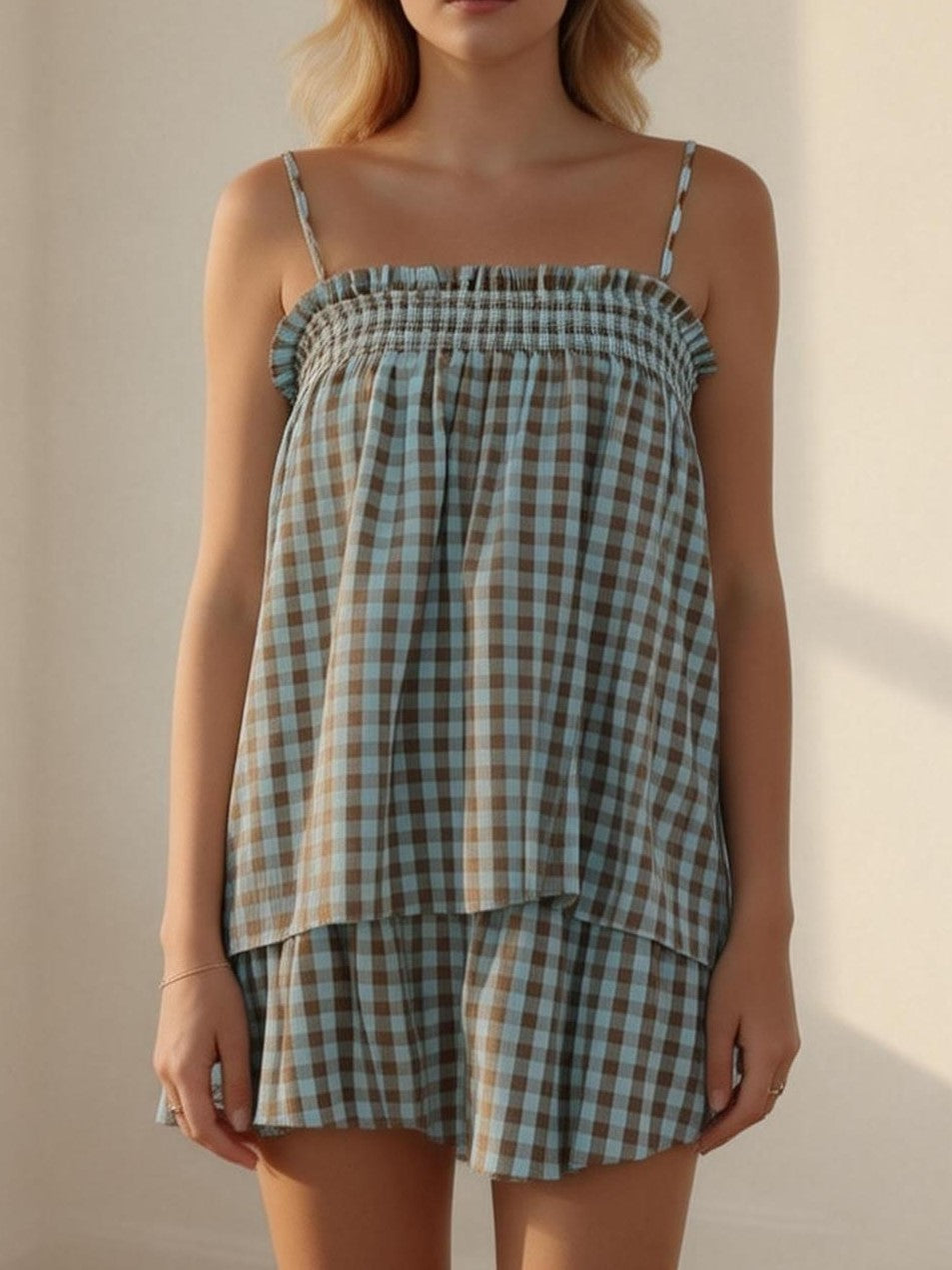 Women's Soft Gingham Vacation Matching Outfit