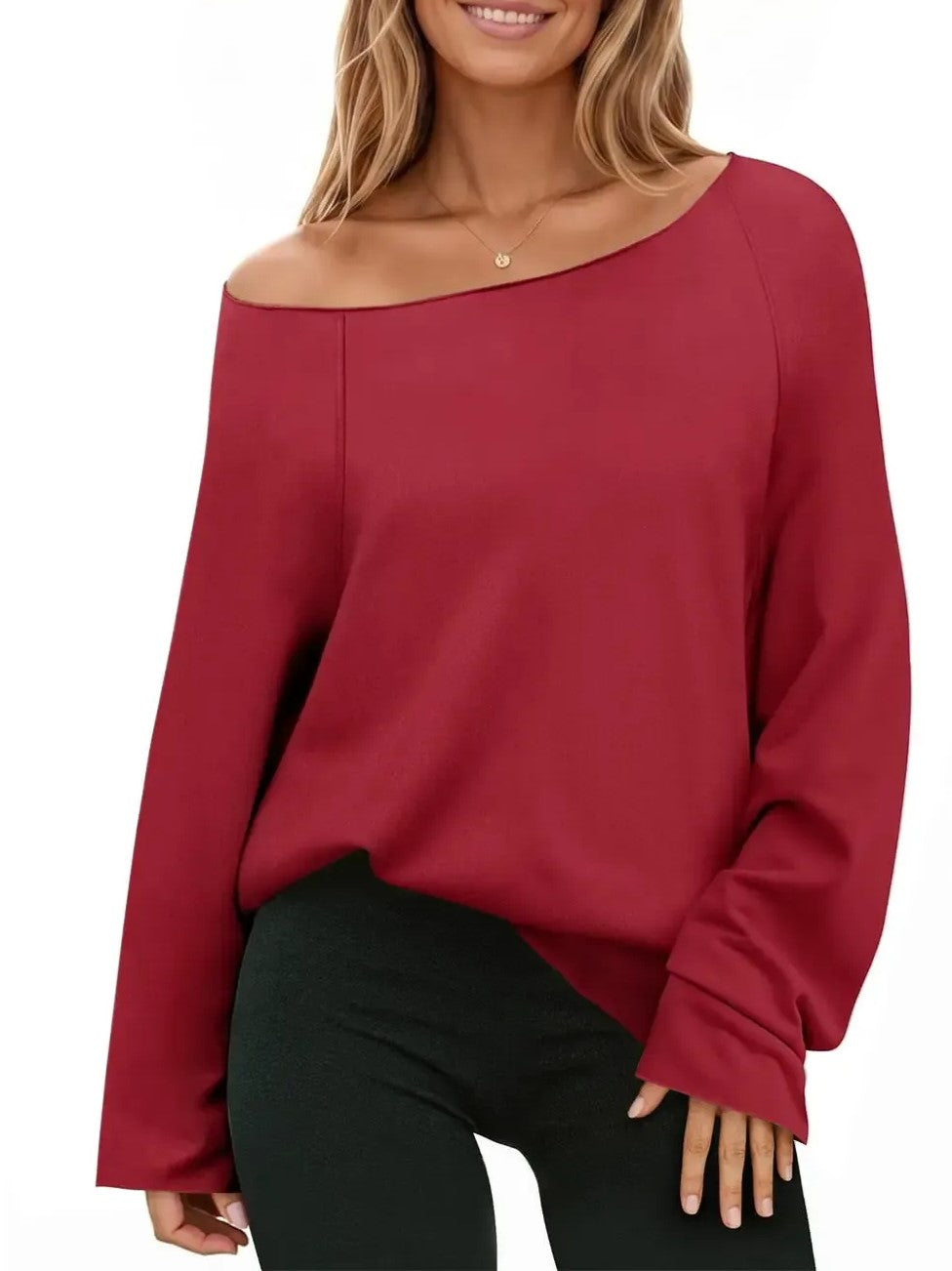 Women's Off‑Shoulder Loose Long‑Sleeve Top