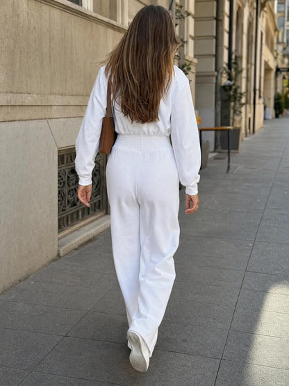 Women's Smocked Waist Zip Front Jumpsuit