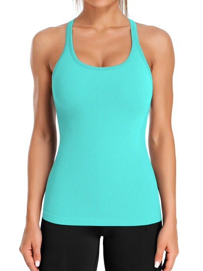 Built-in Bra Ribbed Tank Top