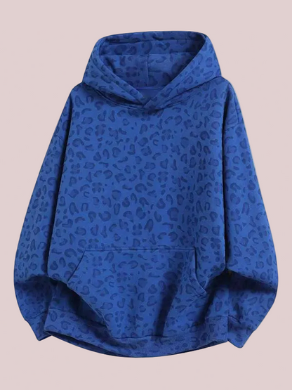 Women's Leopard Print Oversized Hoodie with Kangaroo Pocket