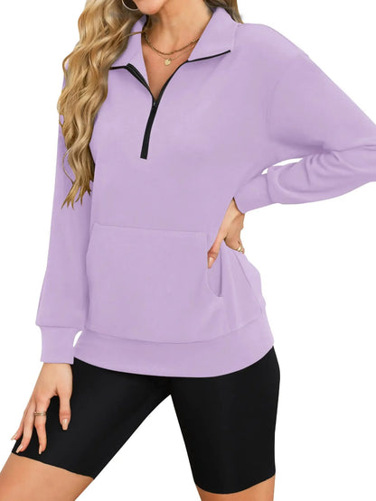 Women's Collar Quarter Zip Casual Top