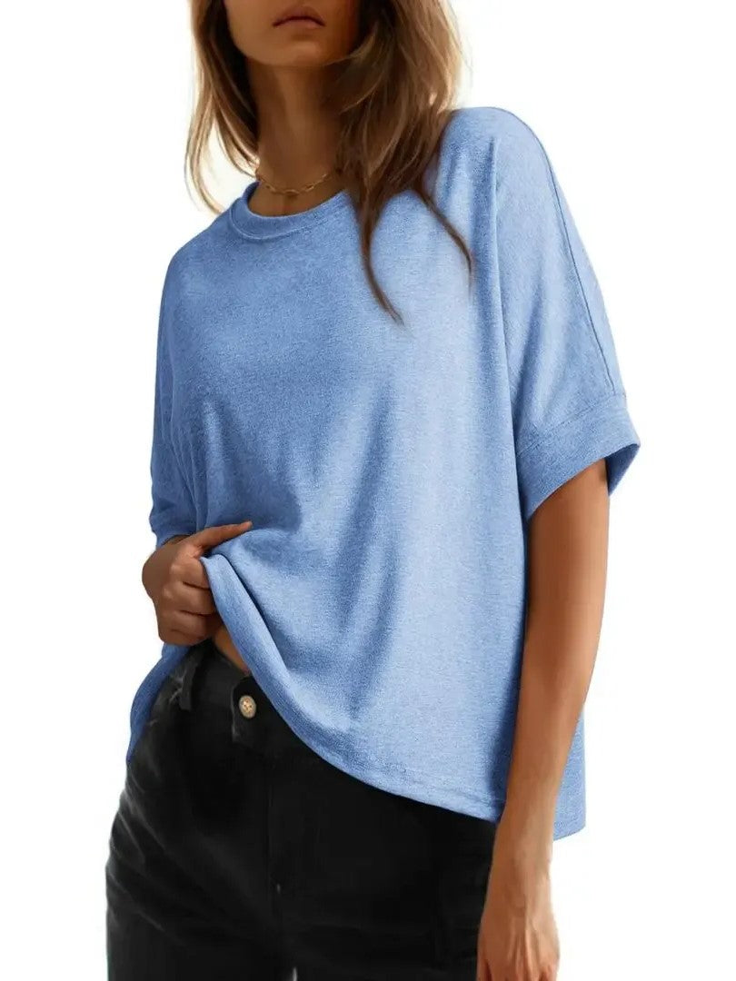 Women's Basic Solid Loose Casual Short Sleeve T-Shirt