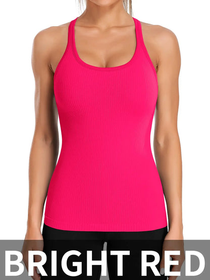 Built-in Bra Ribbed Tank Top