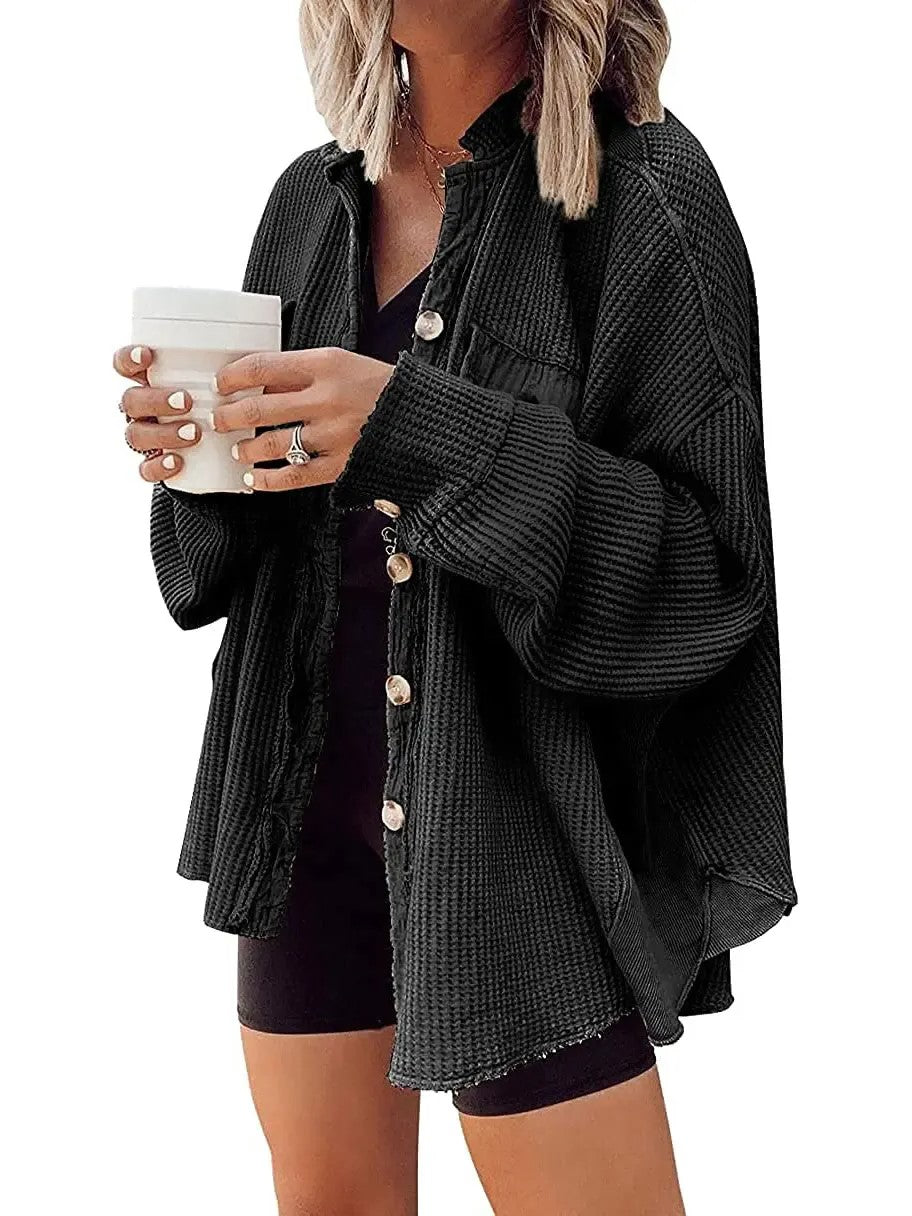 Women's Loose Fit Waffle Shacket