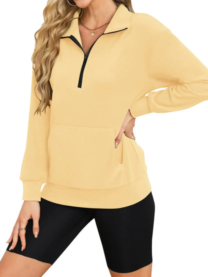 Women's Collar Quarter Zip Casual Top