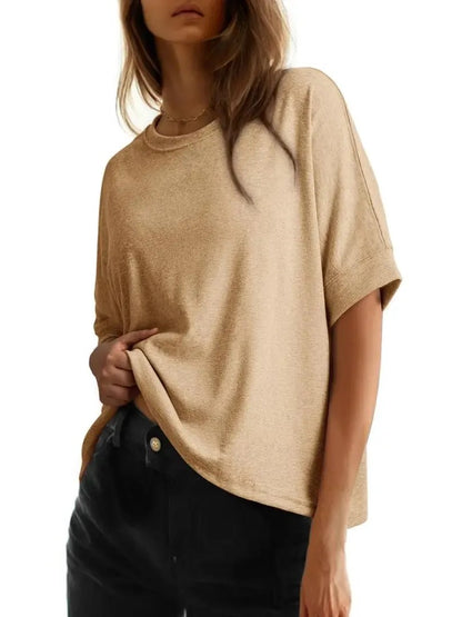 Women's Basic Solid Loose Casual Short Sleeve T-Shirt