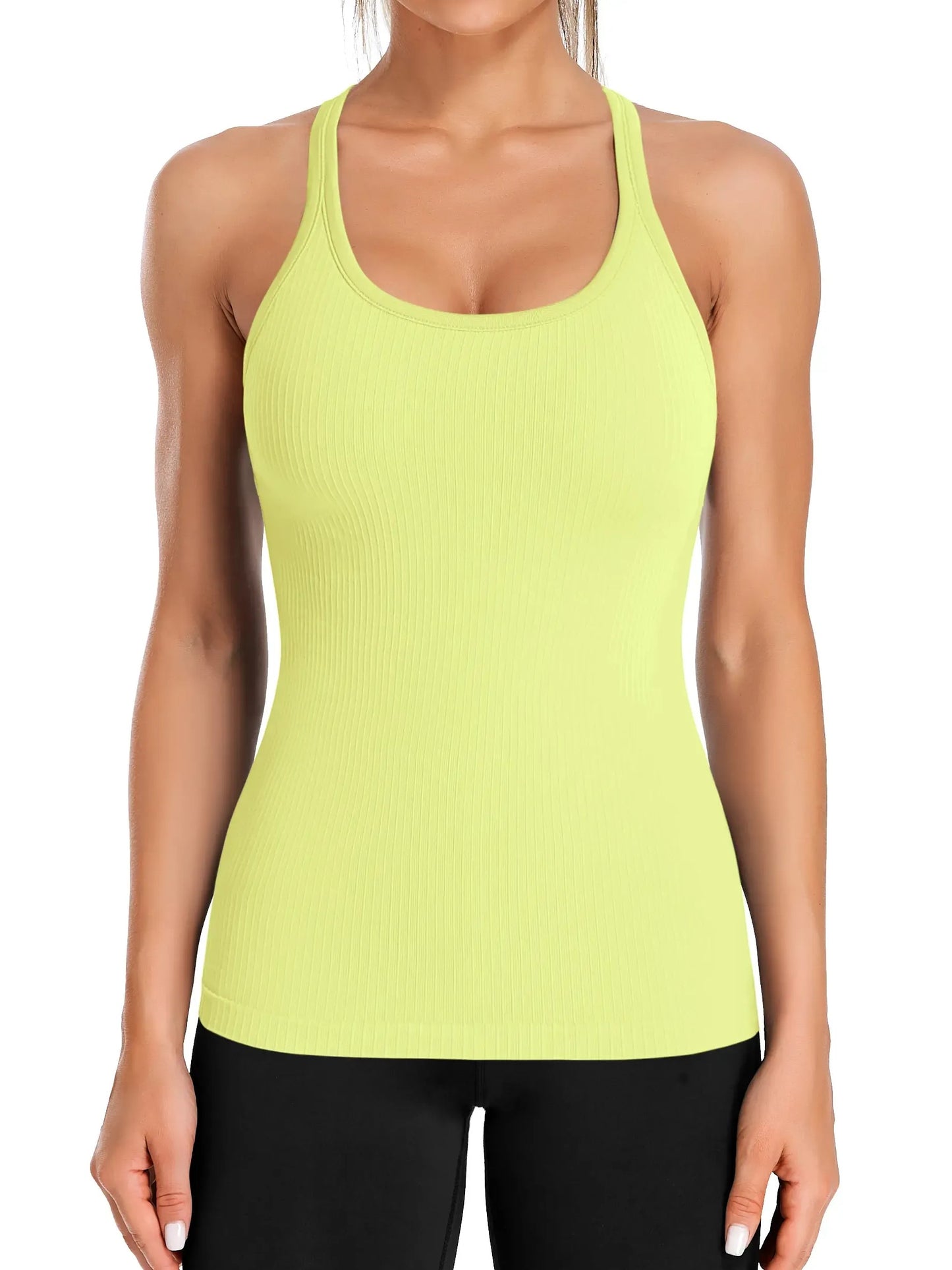 Built-in Bra Ribbed Tank Top