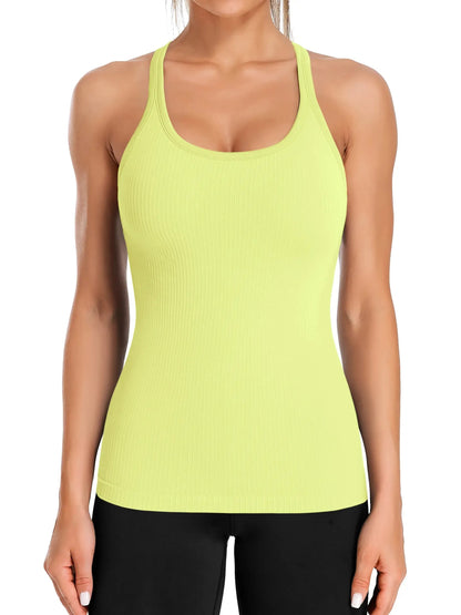 Built-in Bra Ribbed Tank Top