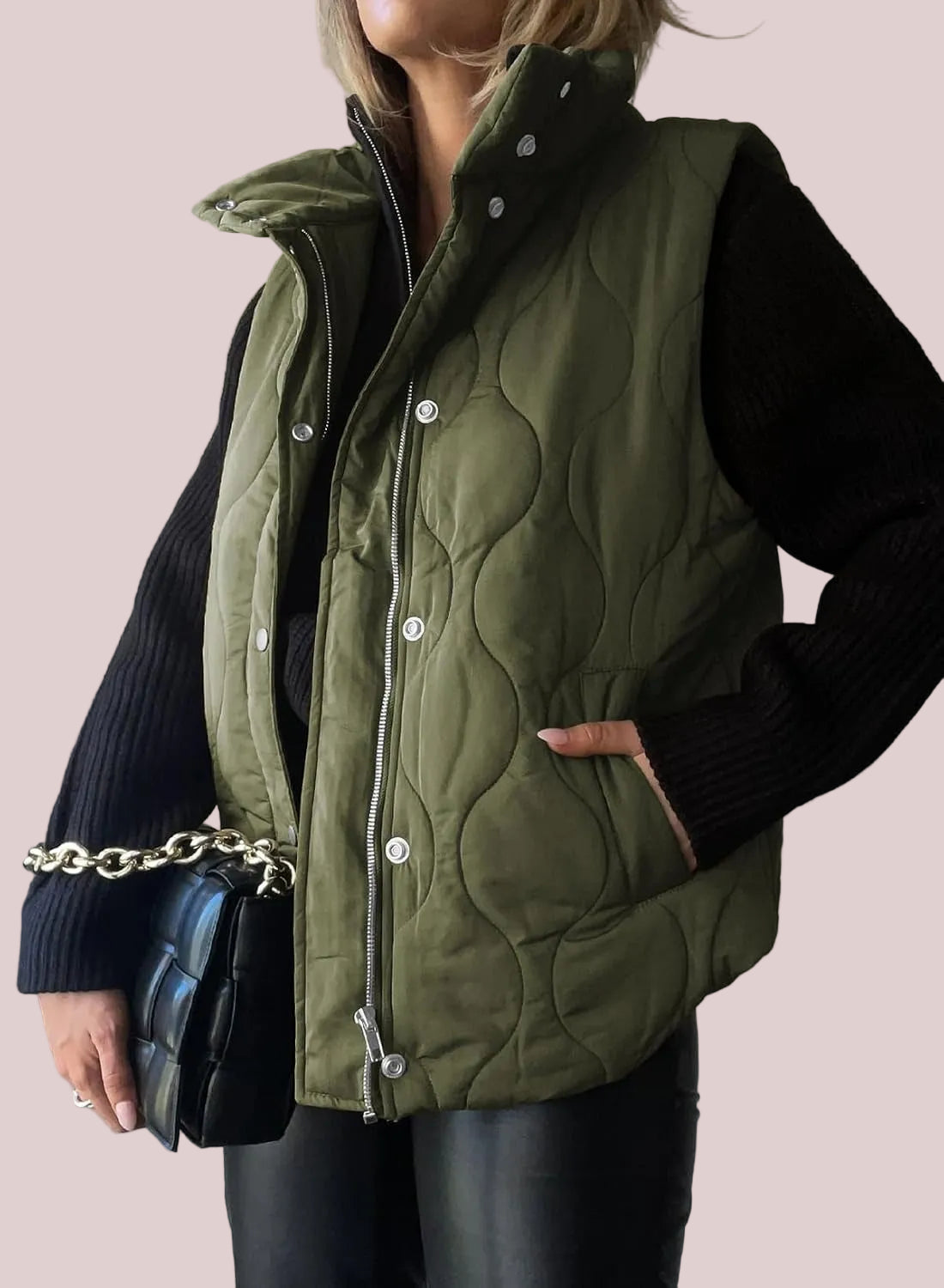 Womens Lightweight Quilted Puffer Vest With Pockets
