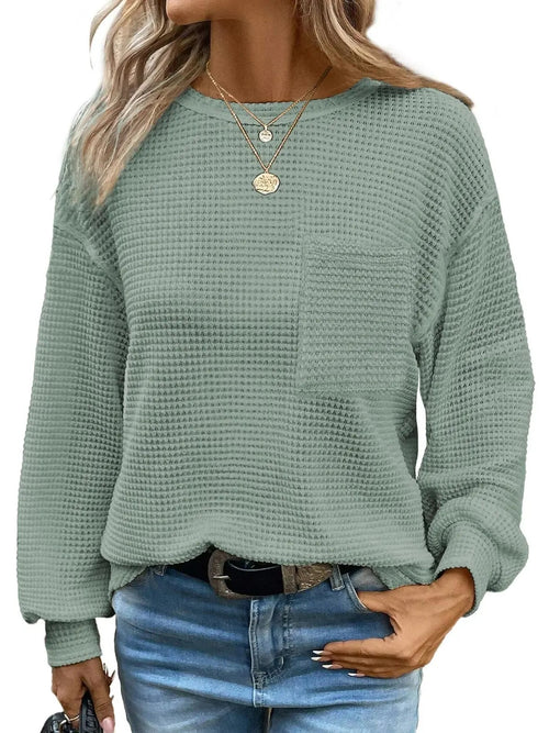 Women's Drop Shoulder Waffle Pullover