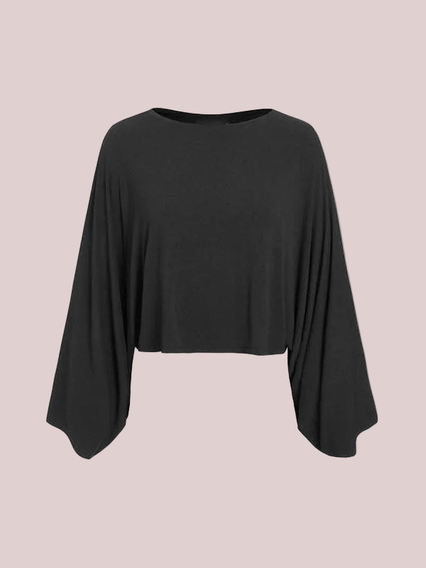 Women's Draped Dolman Sleeve Crop Blouse