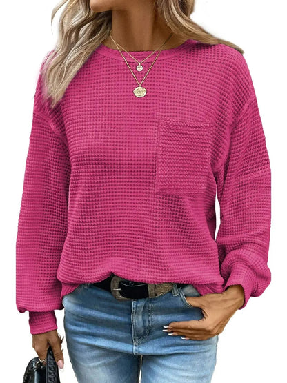 Women's Drop Shoulder Waffle Pullover