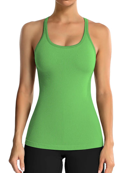 Built-in Bra Ribbed Tank Top