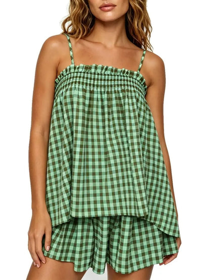 Women's Soft Gingham Vacation Matching Outfit