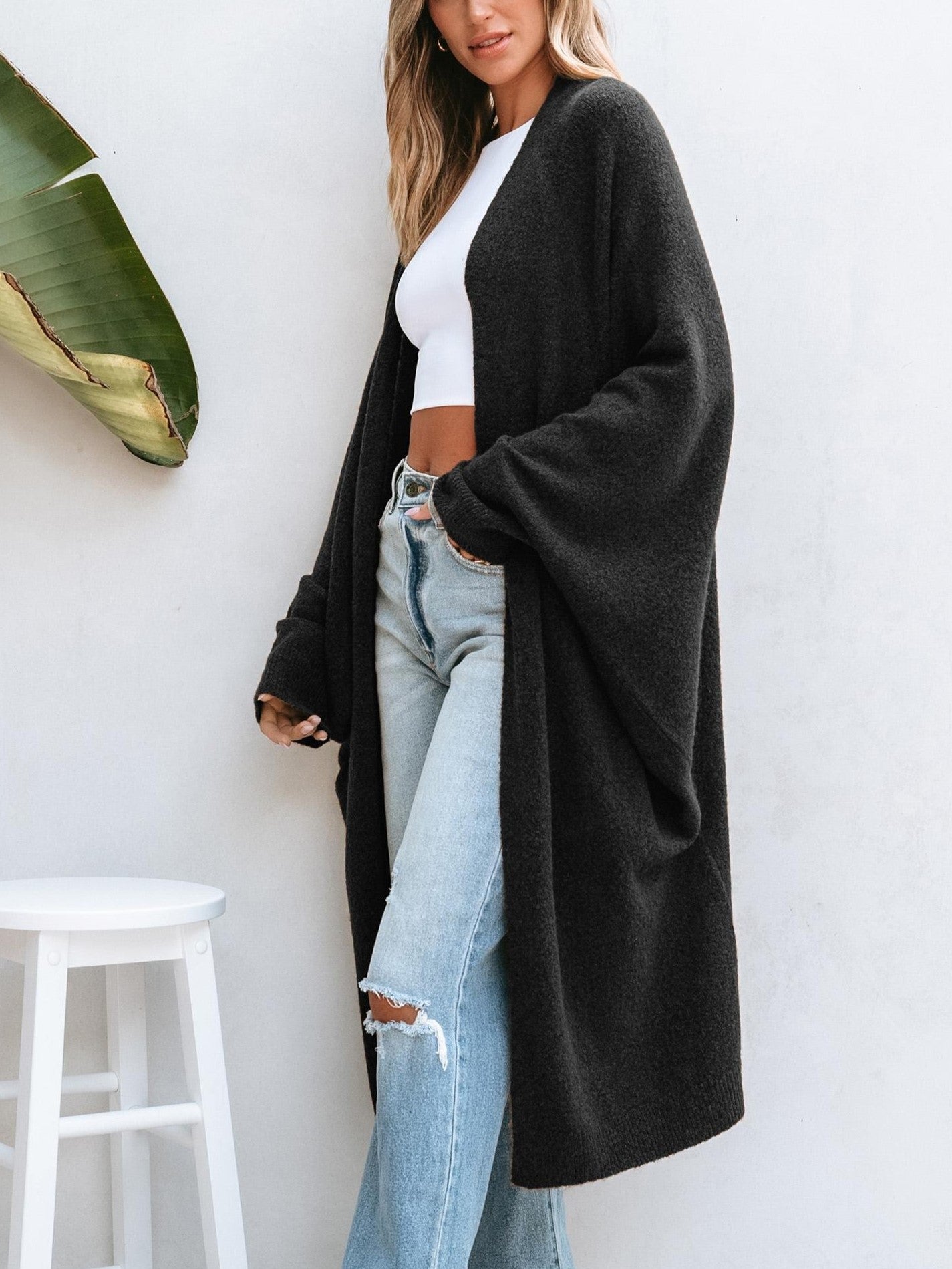 Women's Batwing Sleeve Relaxed Maxi Knit Cardigan