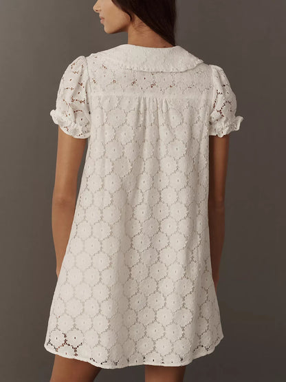 Women's Vintage Eyelet Lace Short Summer Dress