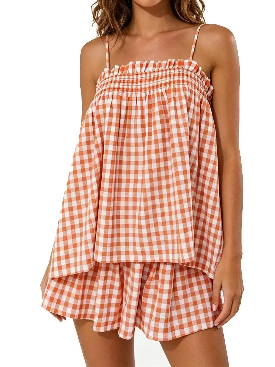 Women's Soft Gingham Vacation Matching Outfit