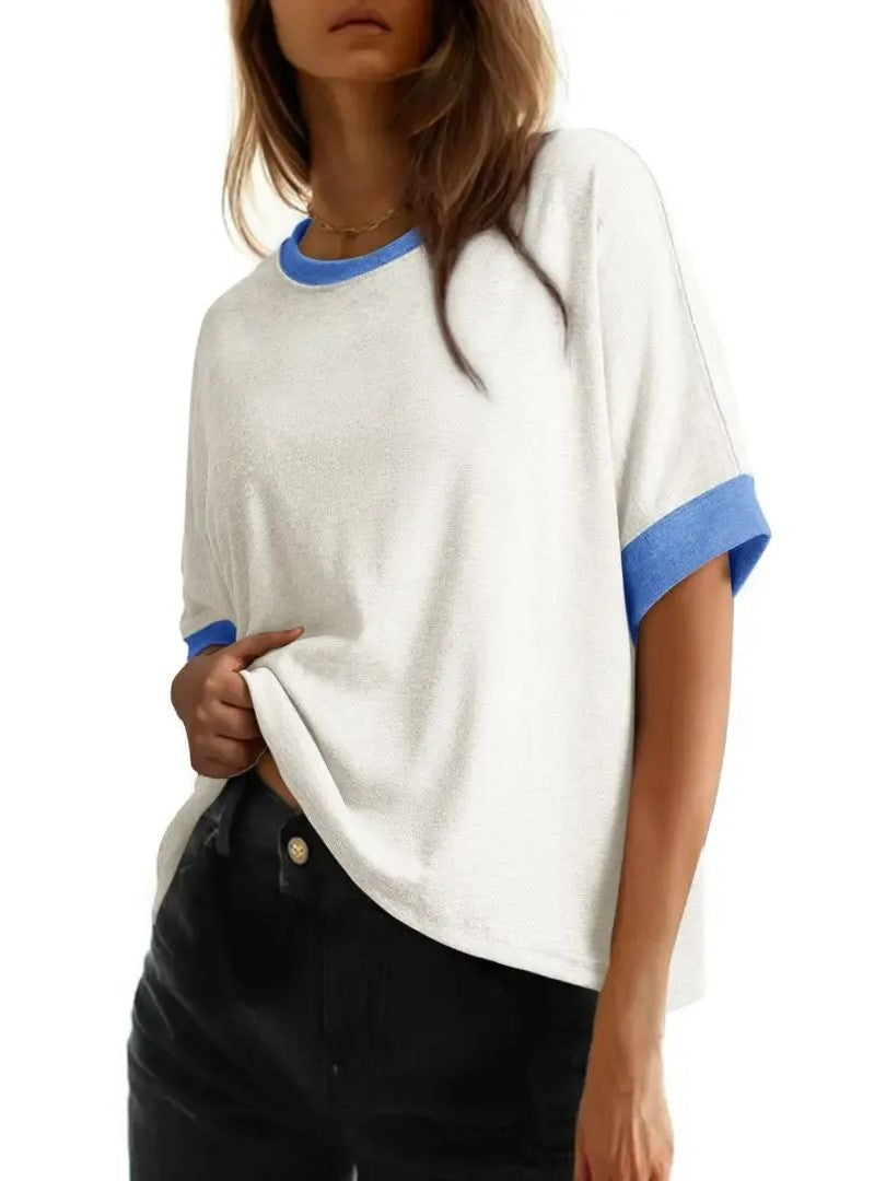 Women's Basic Solid Loose Casual Short Sleeve T-Shirt