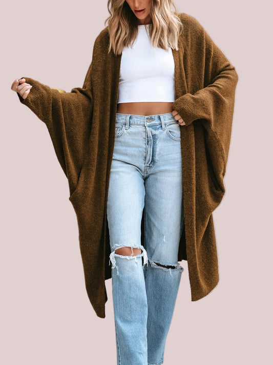 Women's Batwing Sleeve Relaxed Maxi Knit Cardigan