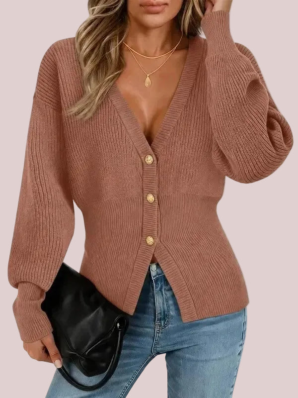 Women's Casual Chic Waist-Cinched Knit Cardigan