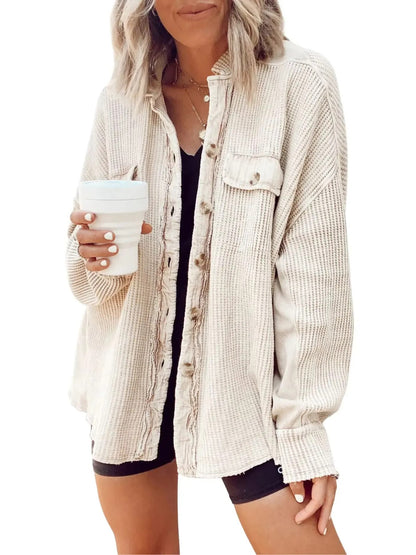 Women's Loose Fit Waffle Shacket