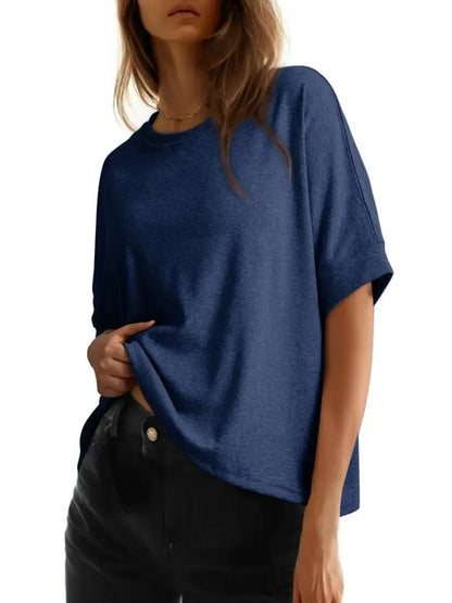 Women's Basic Solid Loose Casual Short Sleeve T-Shirt