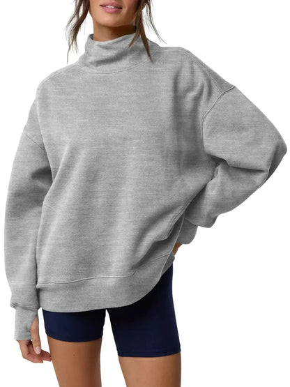 Women's Thumb‑Hole Mock Neck Sweatshirt