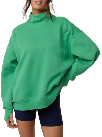Women's Thumb‑Hole Mock Neck Sweatshirt