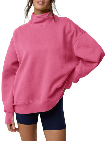 Women's Thumb‑Hole Mock Neck Sweatshirt