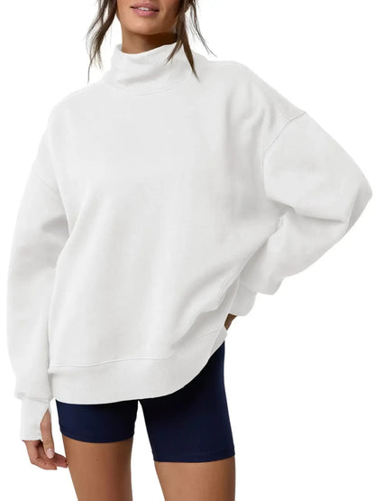 Women's Thumb‑Hole Mock Neck Sweatshirt