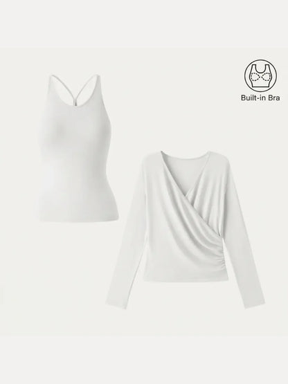 Women's Two‑Piece Built‑In Bra Top Set