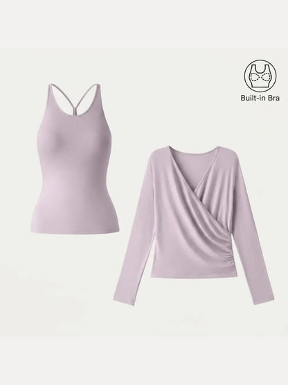 Women's Two‑Piece Built‑In Bra Top Set