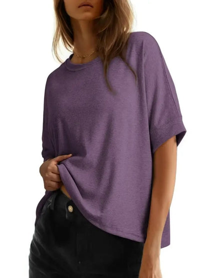 Women's Basic Solid Loose Casual Short Sleeve T-Shirt