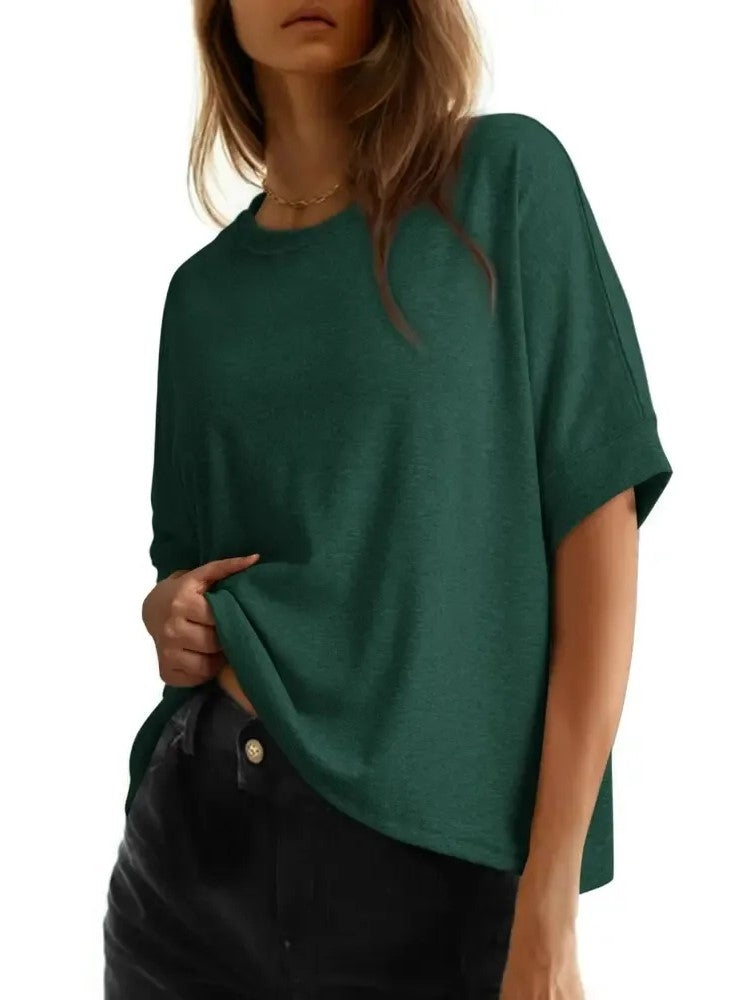Women's Basic Solid Loose Casual Short Sleeve T-Shirt