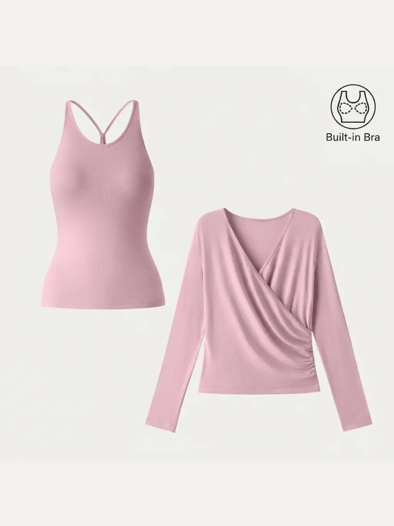 Women's Two‑Piece Built‑In Bra Top Set