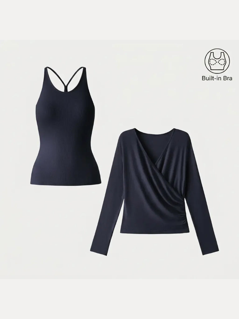 Women's Two‑Piece Built‑In Bra Top Set