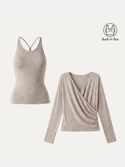Women's Two‑Piece Built‑In Bra Top Set