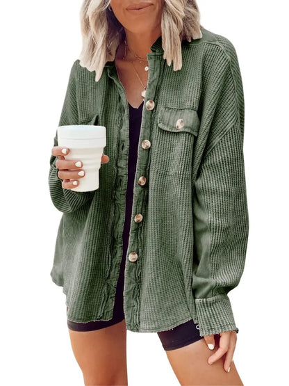 Women's Loose Fit Waffle Shacket
