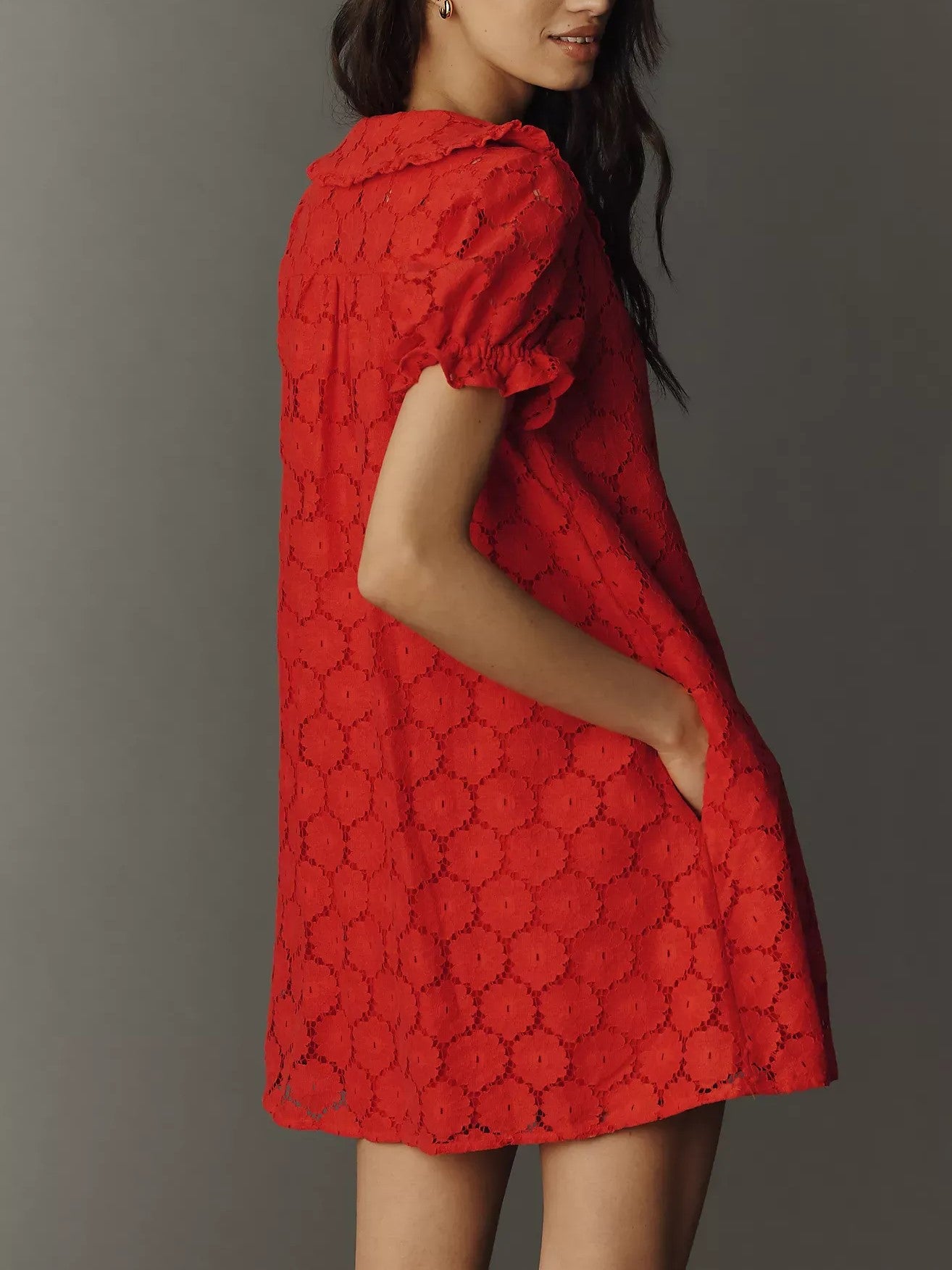 Women's Vintage Eyelet Lace Short Summer Dress